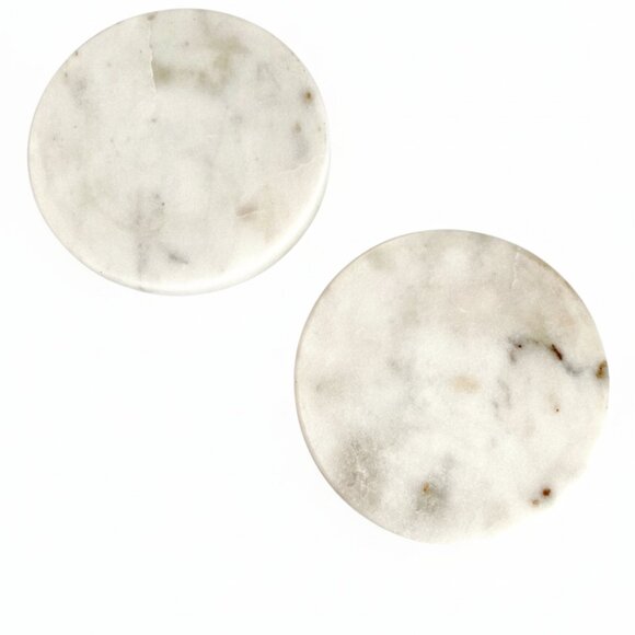 Set of 2 White Marble Round Coasters - Picture 1 of 3